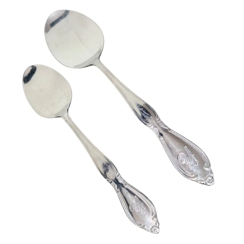 Customcraft Stainless Taiwan Spoons | Monogram Y Floral | Soup Spoon,‎ Teaspoon